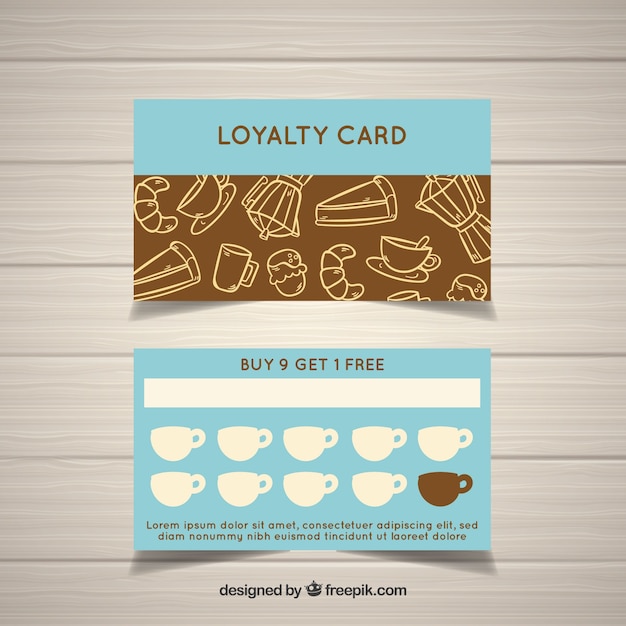 Hand Drawn Coffee Shop Loyalty Card Template 