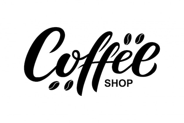 Download Hand drawn coffee shop text Vector | Premium Download