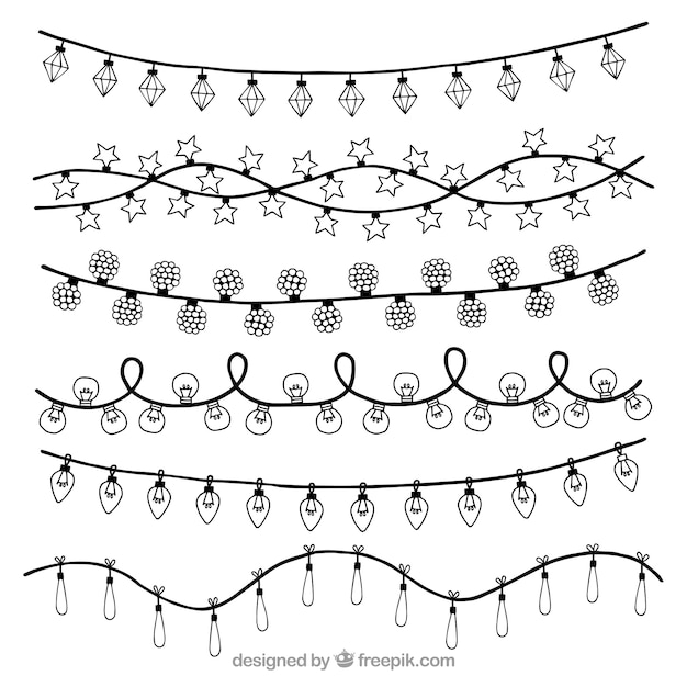 Hand drawn collection of christmas lights Vector Free