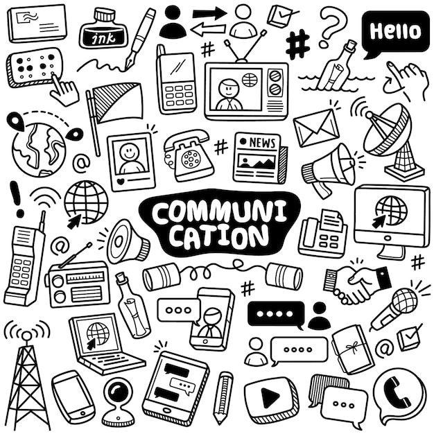 Handdrawn collection communication Premium Vector