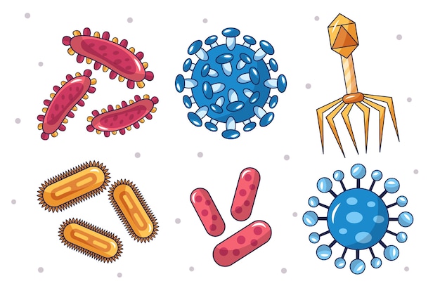 Free Vector | Hand drawn collection of different viruses