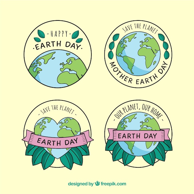 Free Vector | Hand drawn collection of earth day badges