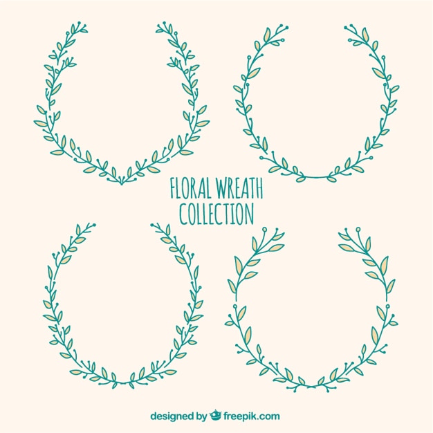 Free Vector | Hand-drawn collection of four decorative floral wreaths