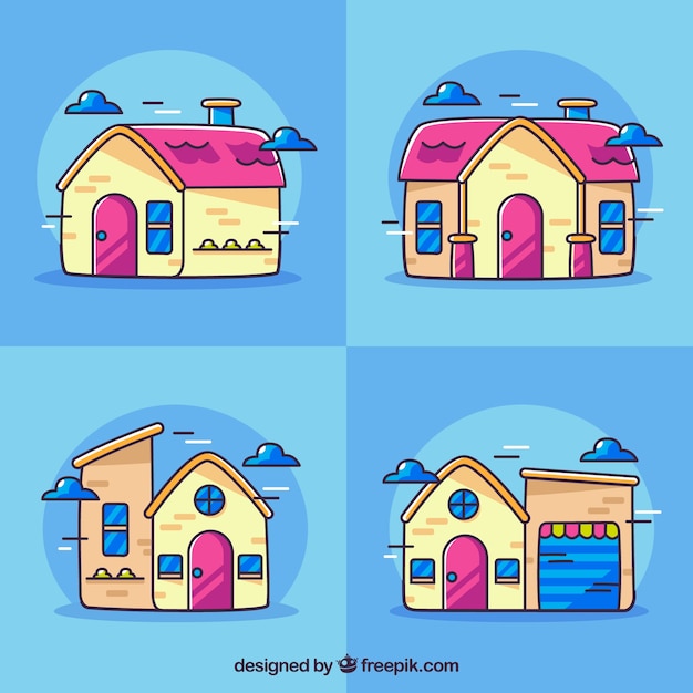 Free Vector | Hand drawn collection of houses