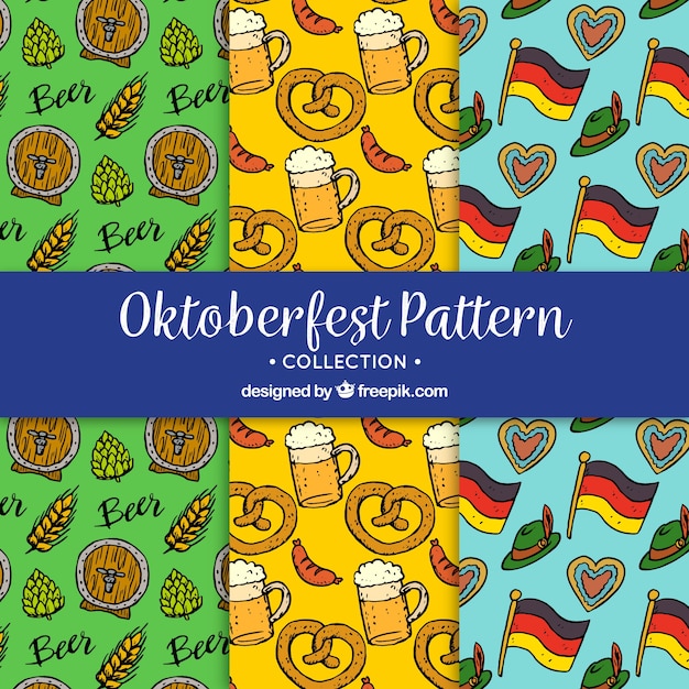 Hand drawn collection of german fest patterns