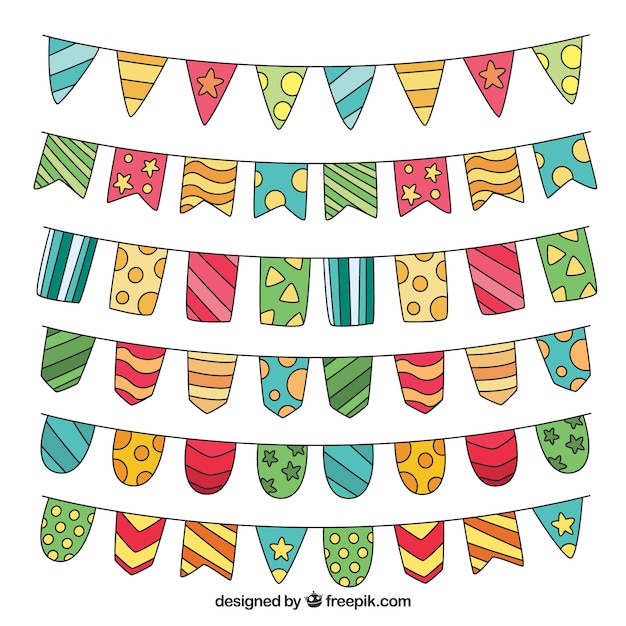 Free Vector Hand Drawn Colored Buntings Set