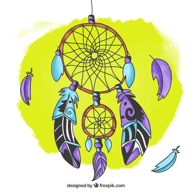 Ruchnoj Obrashaetsya Cvetnoj Fon Dreamcatcher Besplatno Vektory