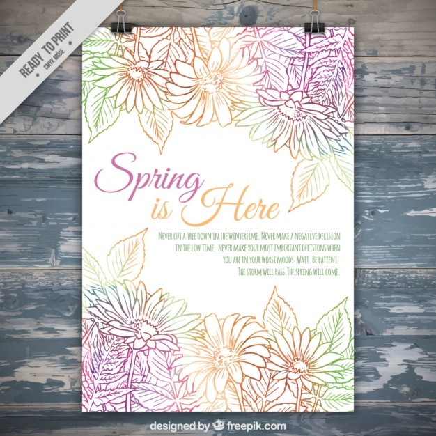 Hand drawn colored flowers spring party
poster