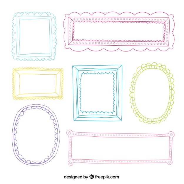 Hand drawn colored frames Vector | Free Download