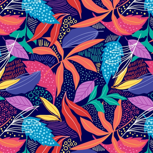 Download Free Vector | Hand drawn colorful abstract leaves pattern