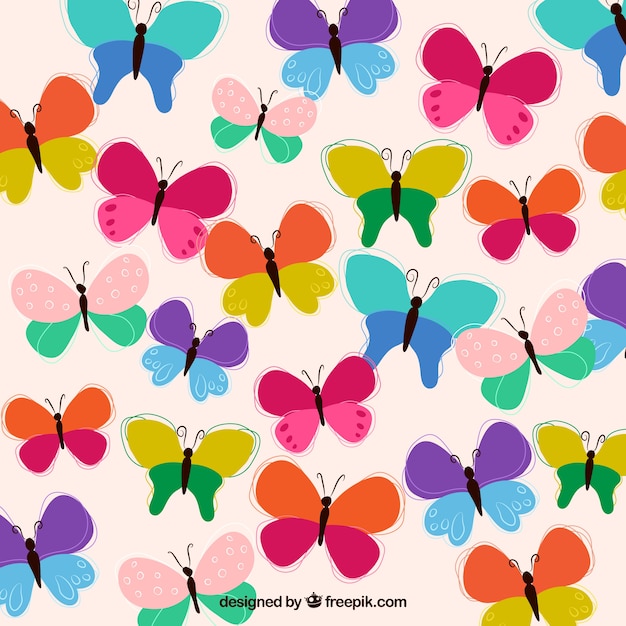 Free Vector | Hand drawn colorful butterflies background