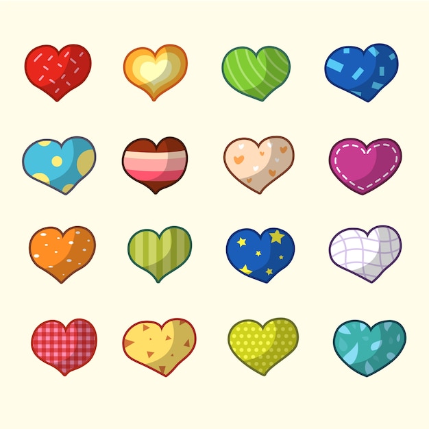 Premium Vector Hand Drawn Colorful Heart Collection