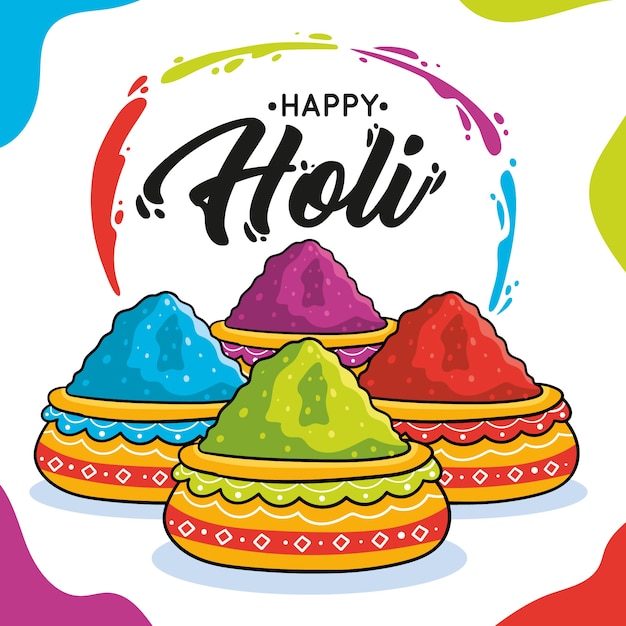 Hand drawn colorful holi concept Vector Free Download