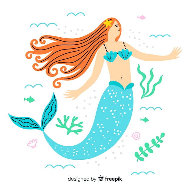 Free Vector | Hand drawn colorful mermaid background