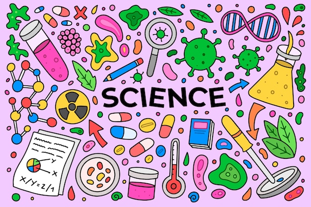 Hand Drawn Colorful Science Education Background