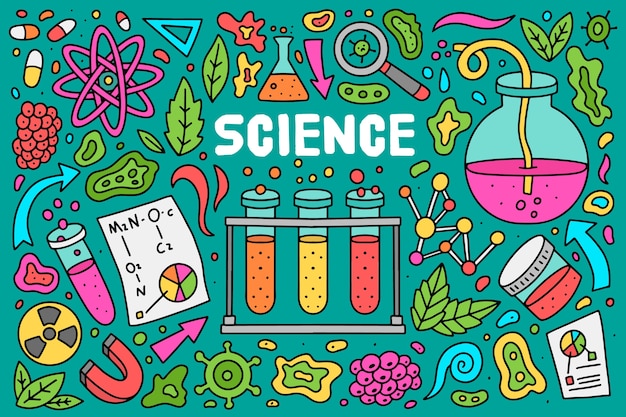 Hand drawn colorful science education background | Free Vector