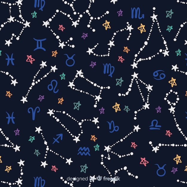 Free Vector | Hand drawn colorful zodiac pattern