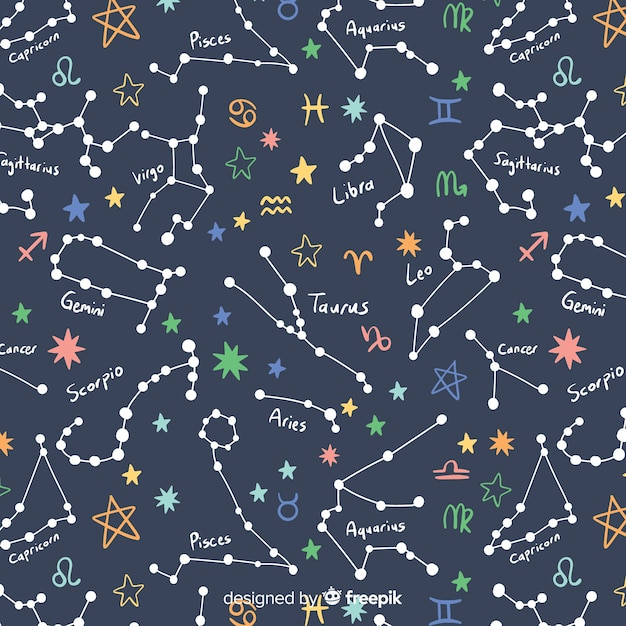 Free Vector | Hand drawn colorful zodiac pattern