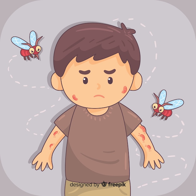 Hand drawn composition of mosquito bite Vector | Free Download