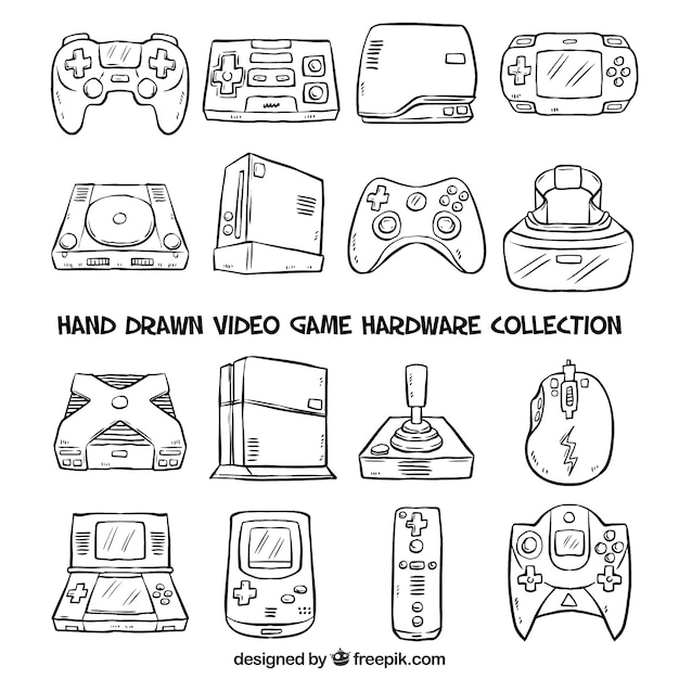 Hand drawn consoles Vector Free Download