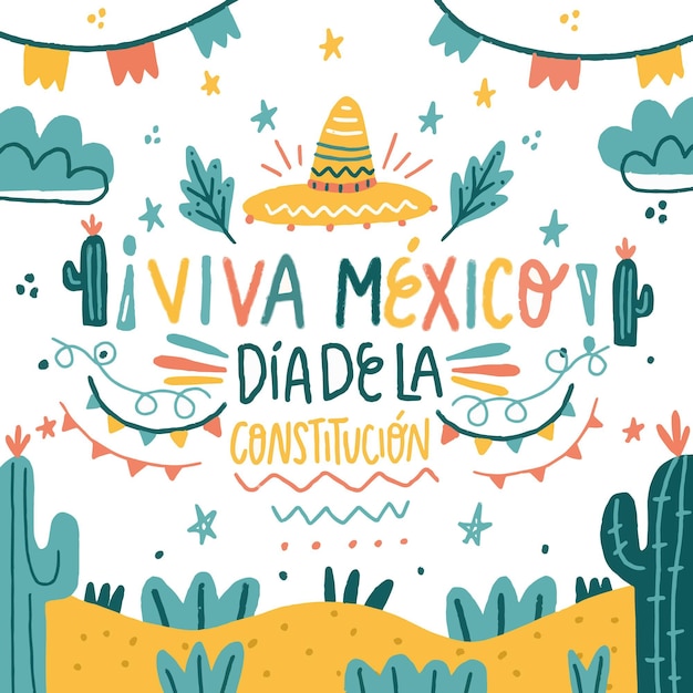 Premium Vector Hand drawn constitution day mexico