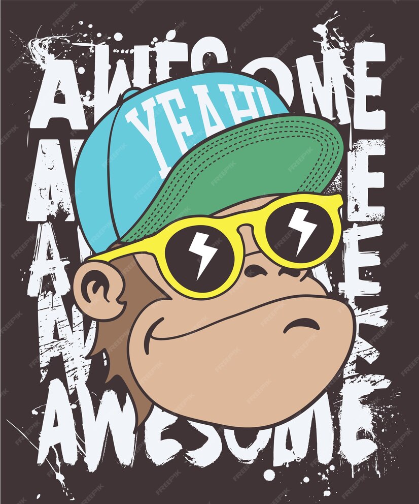 Premium Vector | Hand drawn cool monkey vector design for t shirt printing
