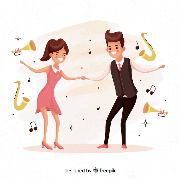 Hand Drawn Couple Dancing Background Vector Free Download