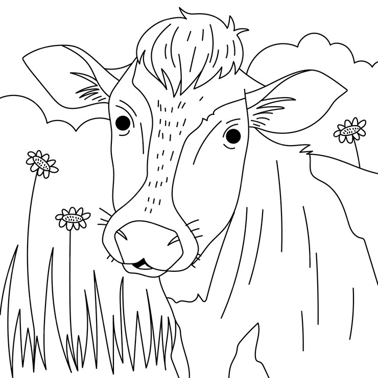 Premium Vector | Hand drawn cow outline illustration
