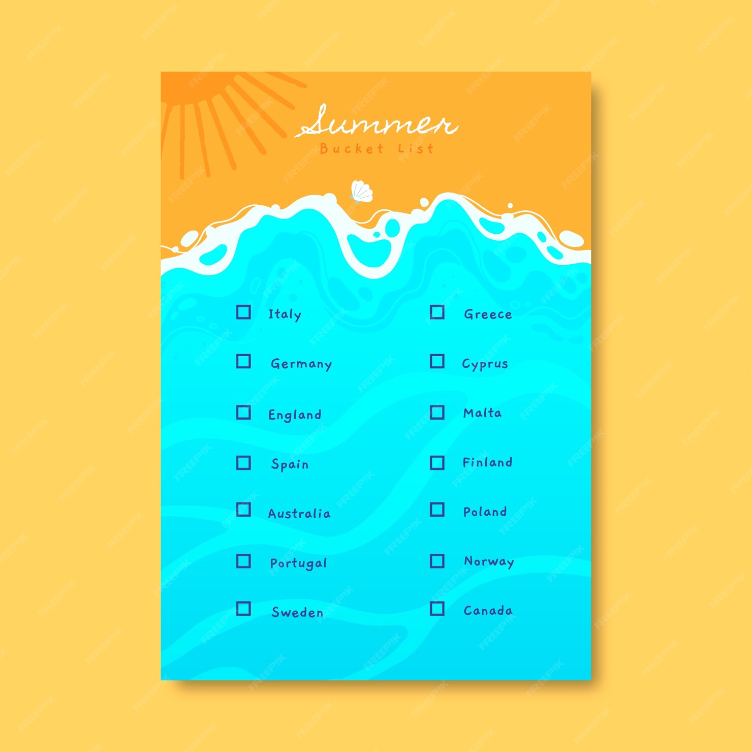 Premium Vector | Hand drawn creative summer bucket list