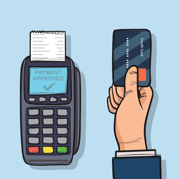 Hand drawn credit card payment Free Vector
