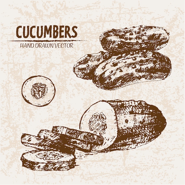 Hand drawn cucumber