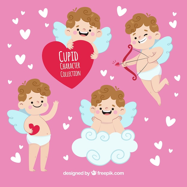 Free Vector Hand Drawn Cupid Character Collection 7977