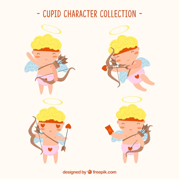 Free Vector Hand Drawn Cupid Character Collection 0891