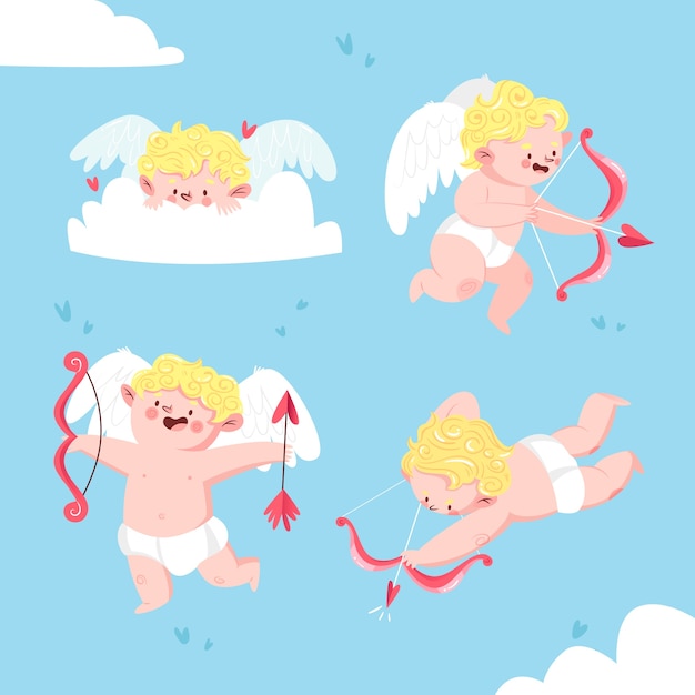 Free Vector Hand Drawn Cupid Character Collection 6305