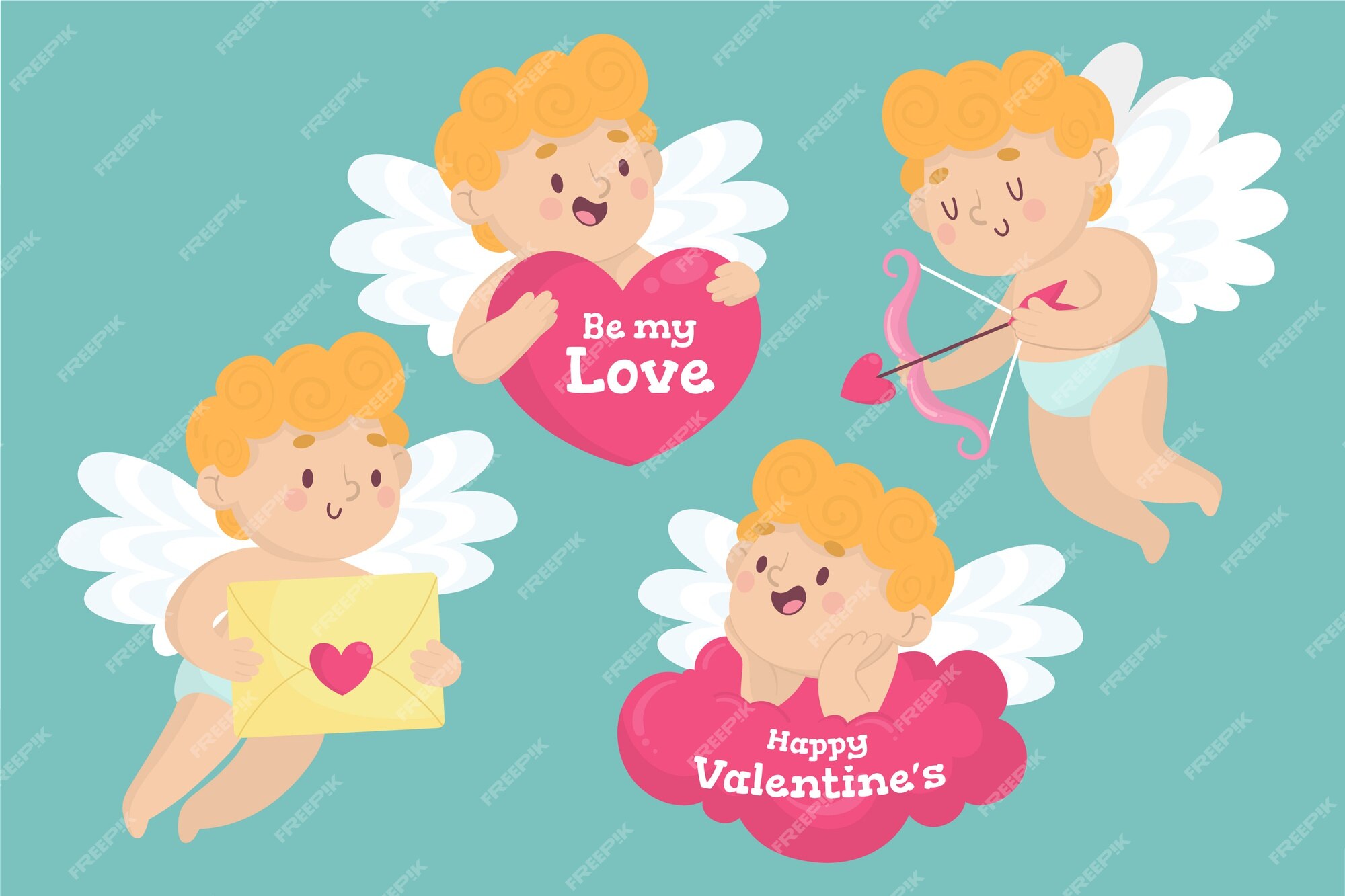 Free Vector Hand Drawn Cupid Character Collection 4484