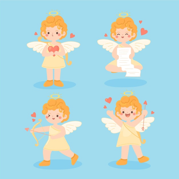 Free Vector Hand Drawn Cupid Character Set 3766