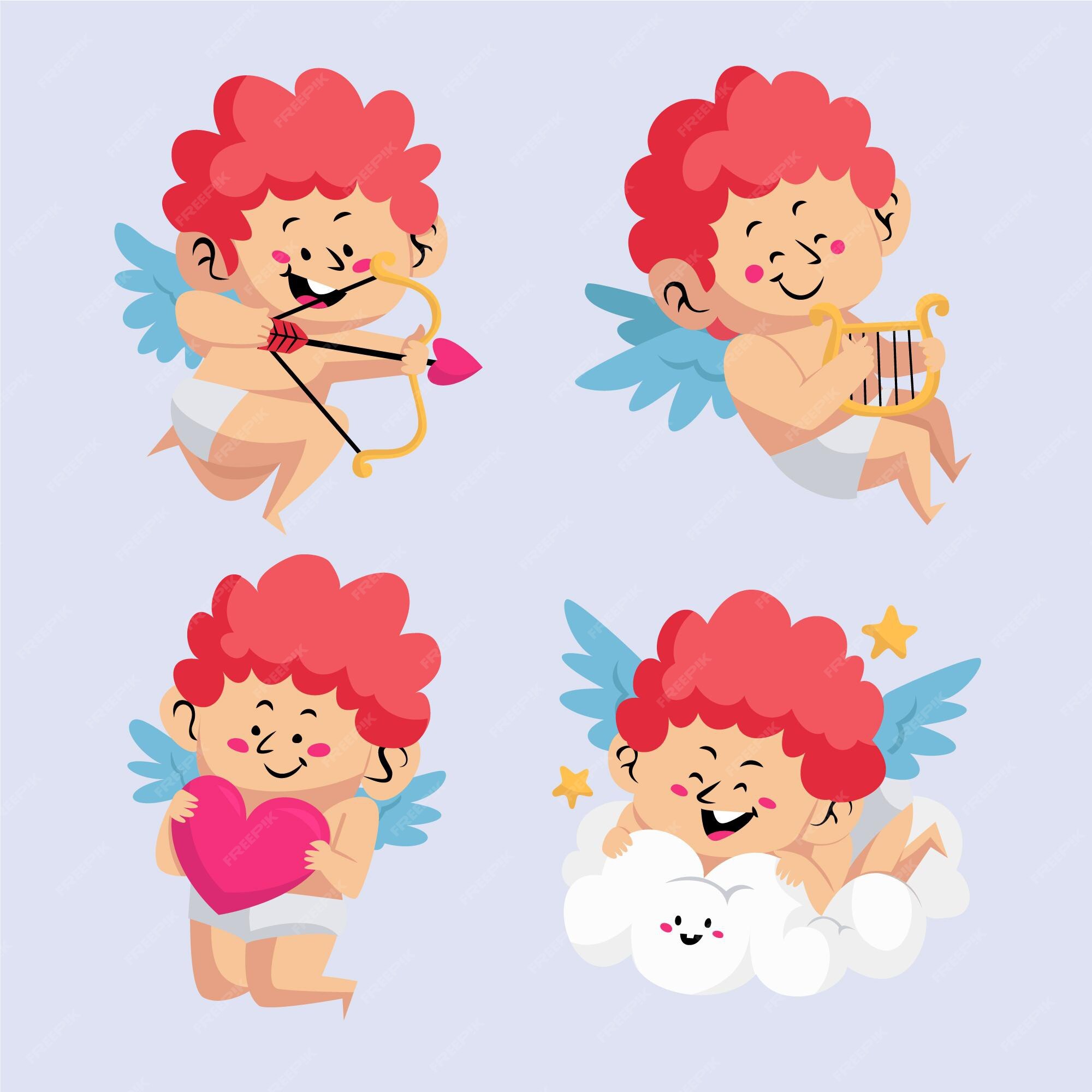 Free Vector Hand Drawn Cupid Character Set 5383