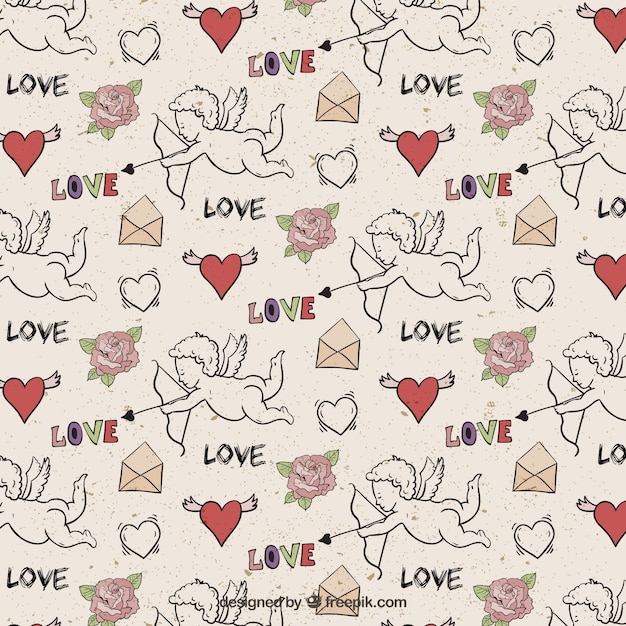 Free Vector Hand drawn cupid pattern