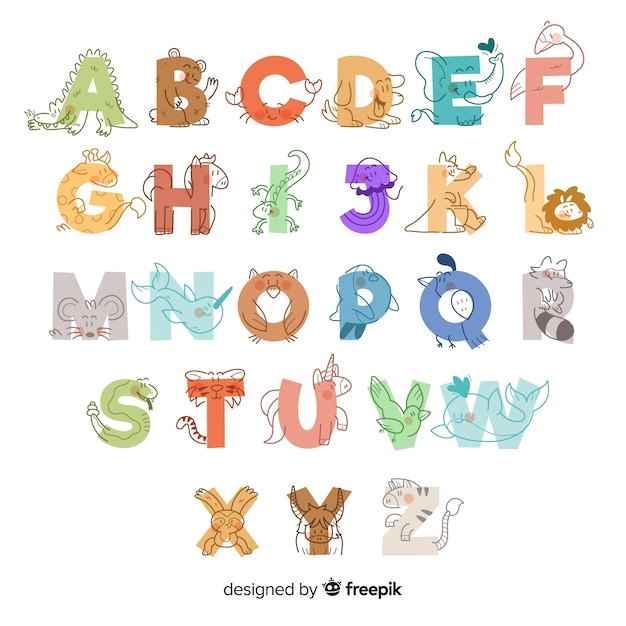 Download Free Vector | Hand drawn cute animal alphabet