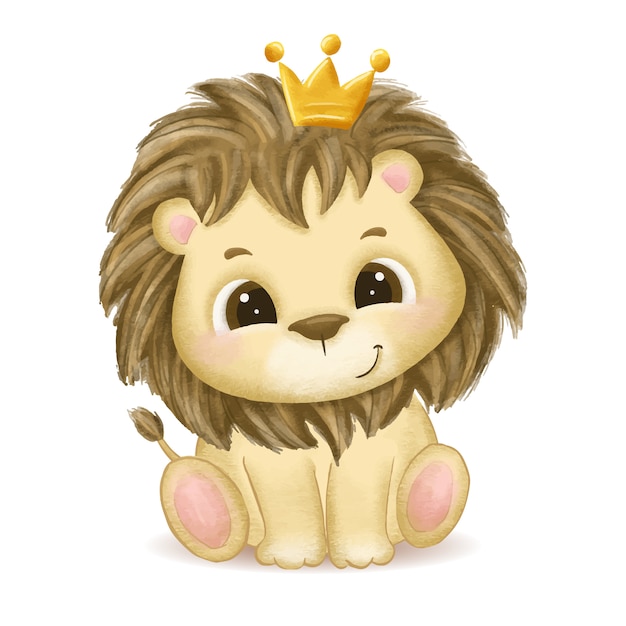 Premium Vector | Hand drawn cute baby lion illustration