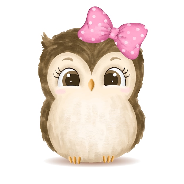 Premium Vector | Hand drawn cute baby owl illustration
