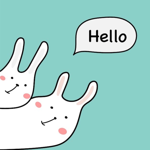 premium-vector-hand-drawn-cute-bunnies-say-hello