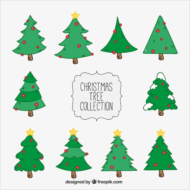 Download Free Vector | Hand drawn cute christmas trees