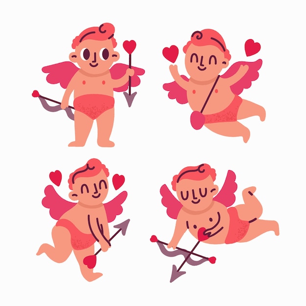 Free Vector Hand Drawn Cute Cupid Character Collection 4713