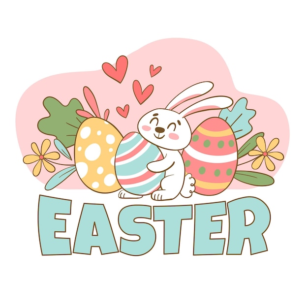 Free Vector | Hand drawn cute easter illustration with bunny