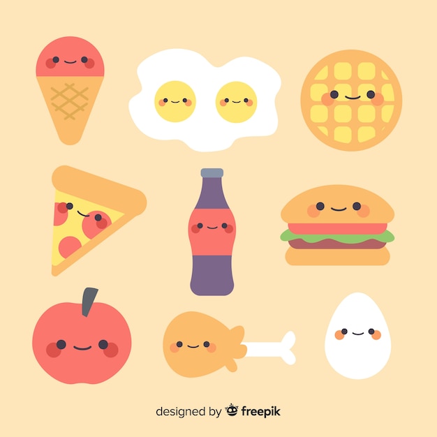 Free Vector Hand drawn cute fast food collection