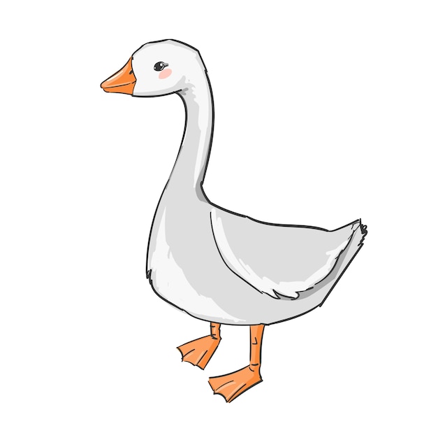 Premium Vector Hand drawn cute goose isolated on white background