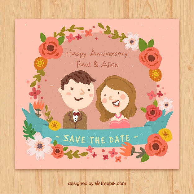 Free Vector Hand drawn cute happy anniversary