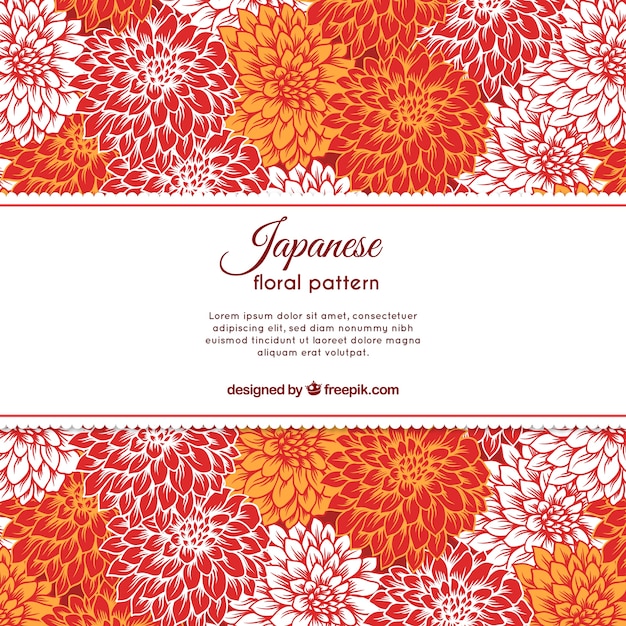 Hand drawn cute japanese flowers pattern | Free Vector