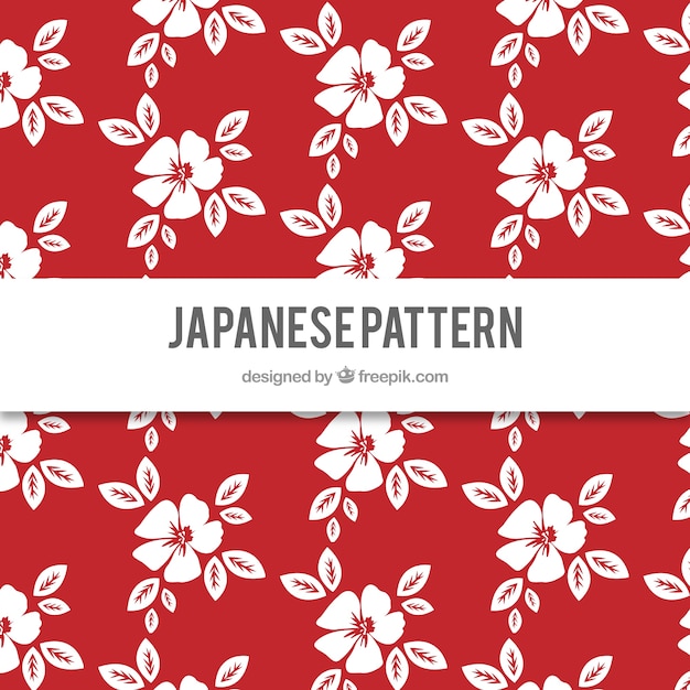 Free Vector | Hand drawn cute japanese flowers red pattern